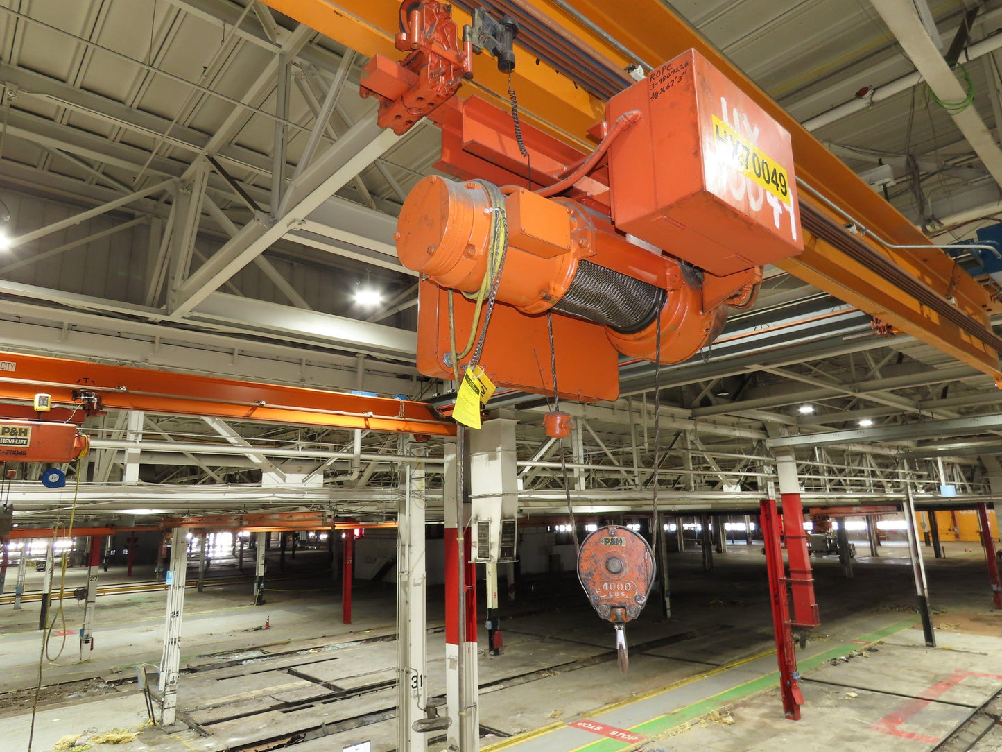 Cleveland Tramrail P&H 2 Ton Single Girder Underhung Bridge Crane 45' 10" Span