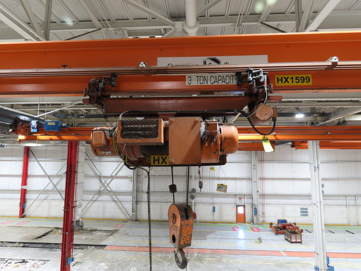 Cleveland Tramrail P&H 3 Ton Single Girder Underhung Bridge Crane 41' Span