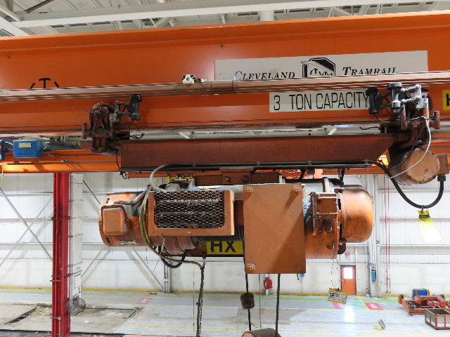 Cleveland Tramrail P&H 3 Ton Single Girder Underhung Bridge Crane 41' Span