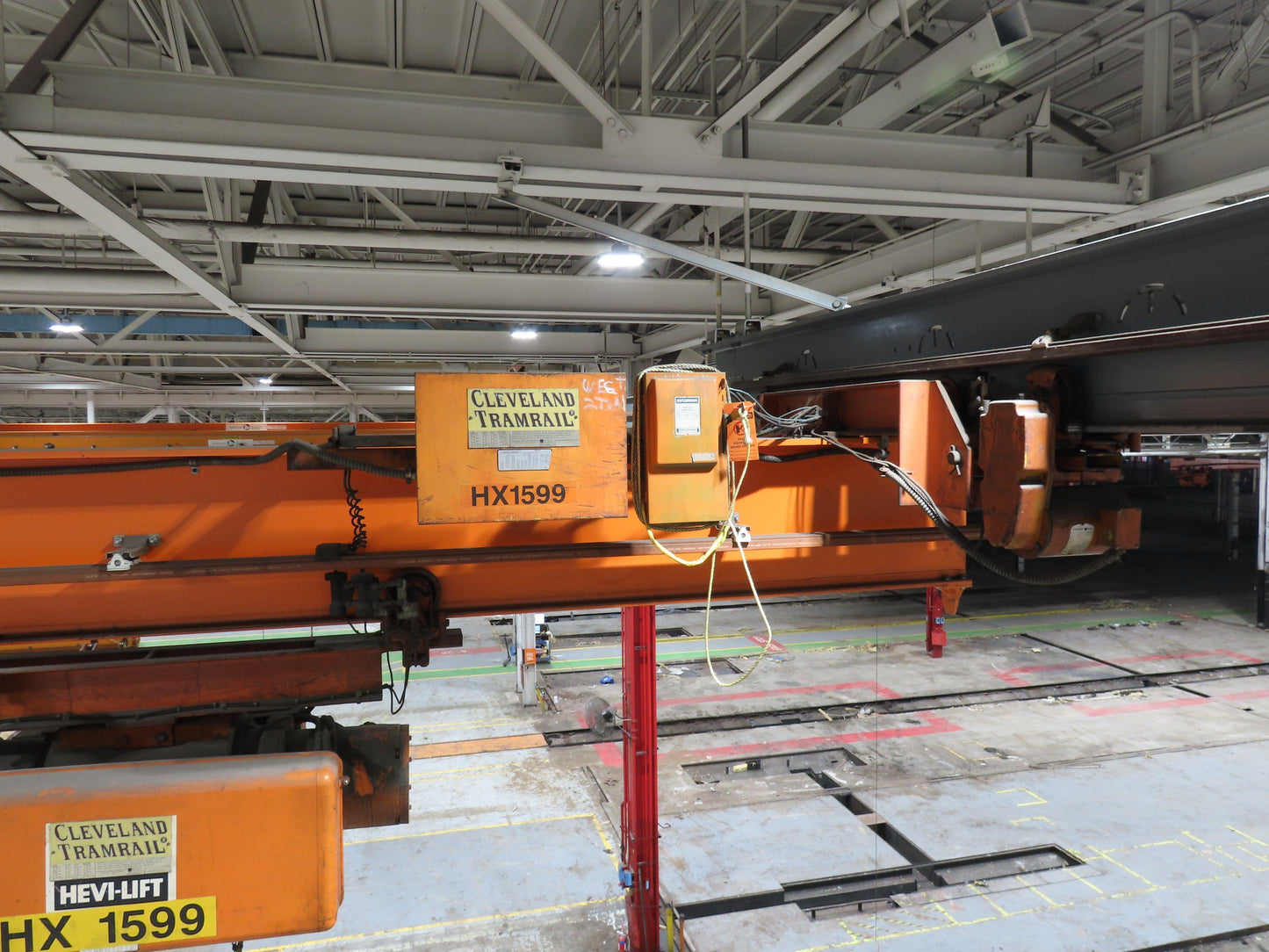 Cleveland Tramrail P&H 3 Ton Single Girder Underhung Bridge Crane 41' Span