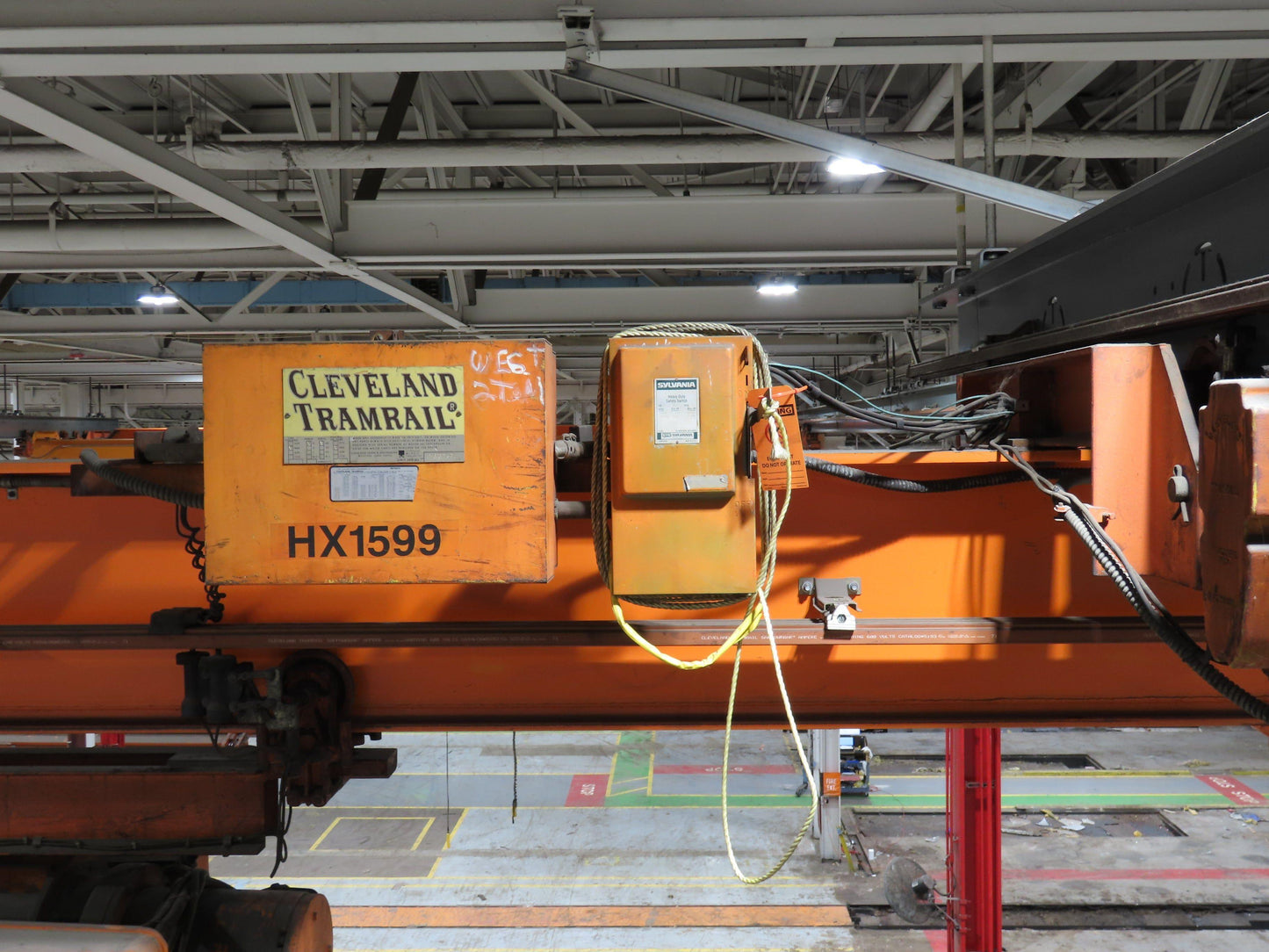 Cleveland Tramrail P&H 3 Ton Single Girder Underhung Bridge Crane 41' Span