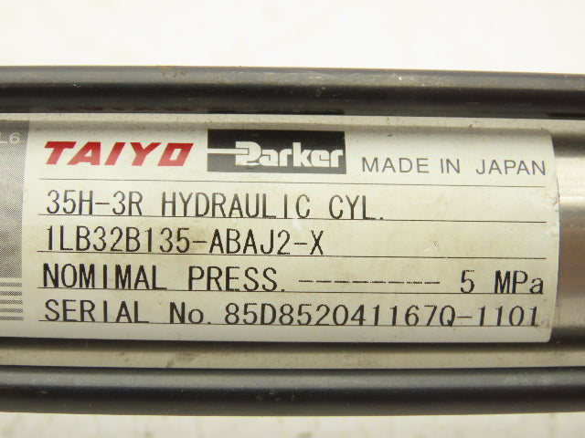 Taiyo Parker 35H-3RILB32B135-ABAJ2-X Hydraulic Cylinder 135mm Stroke x 32mm Bore