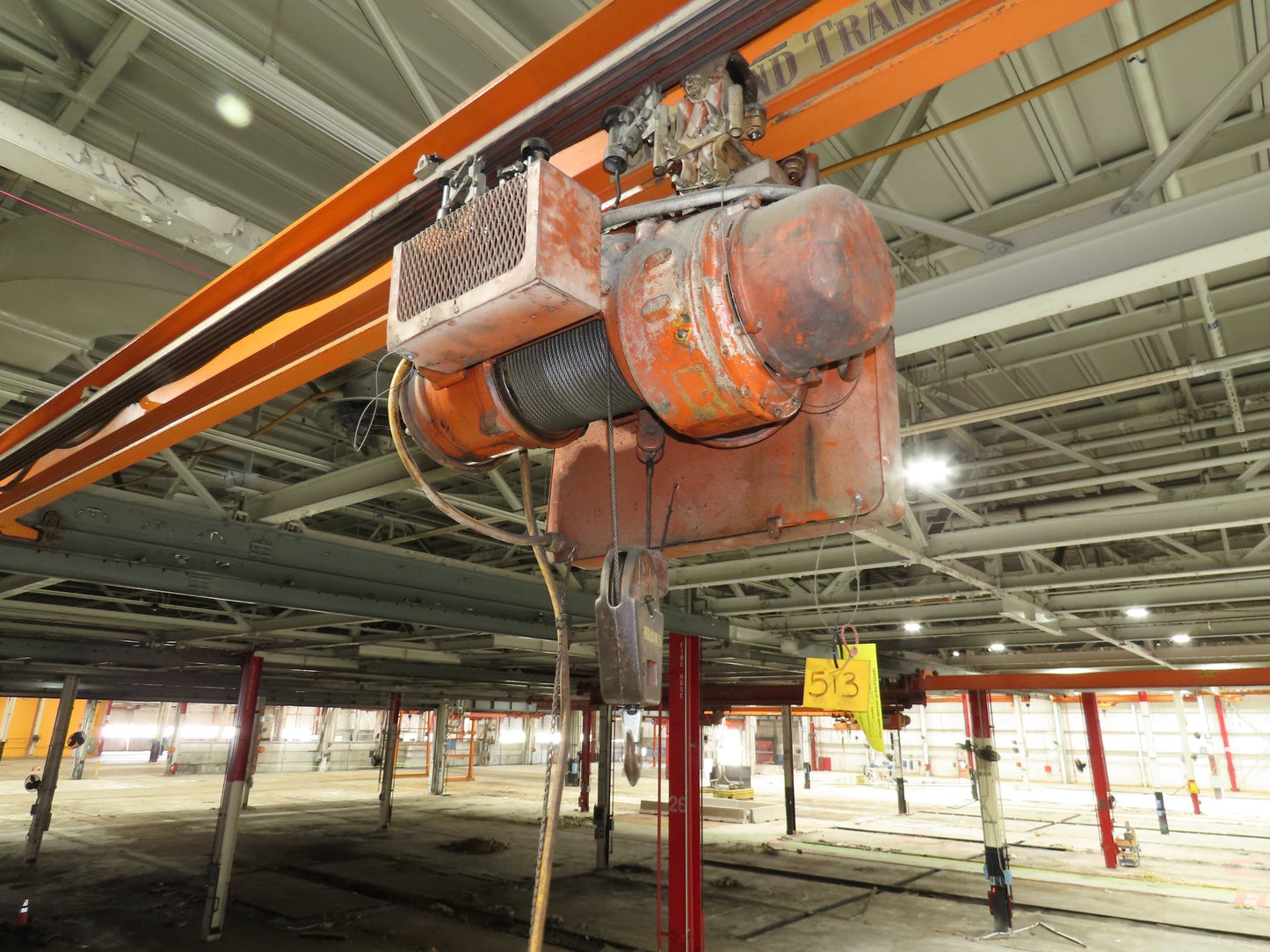 Cleveland Tramrail P&H 1 Ton Single Girder Underhung Bridge Crane 45' 10" Span