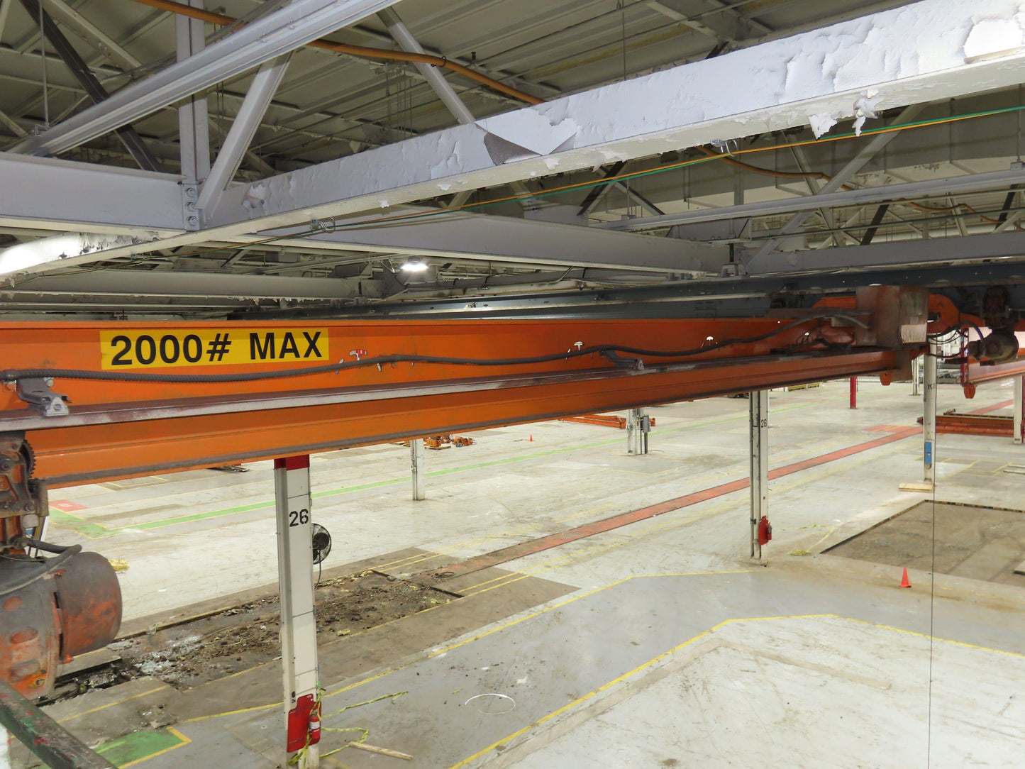 Cleveland Tramrail P&H 1 Ton Single Girder Underhung Bridge Crane 45' 10" Span