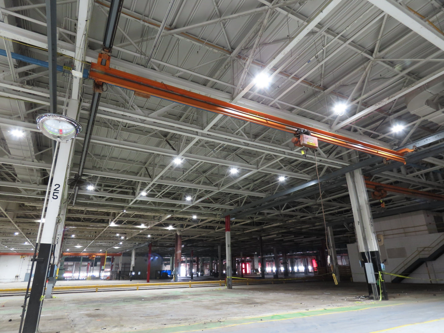 Cleveland Tramrail P&H 1 Ton Single Girder Underhung Bridge Crane 45' 10" Span