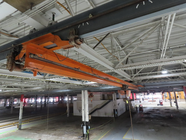 Cleveland Tramrail P&H 1 Ton Single Girder Underhung Bridge Crane 45' 10" Span