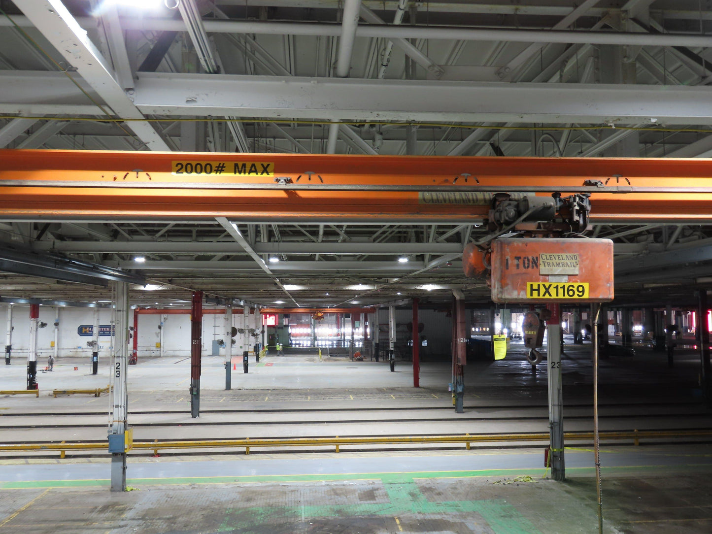 Cleveland Tramrail P&H 1 Ton Single Girder Underhung Bridge Crane 45' 10" Span