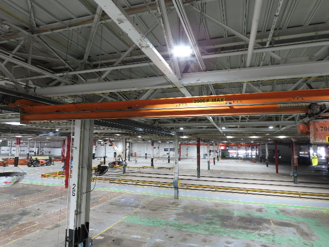 Cleveland Tramrail P&H 1 Ton Single Girder Underhung Bridge Crane 45' 10" Span