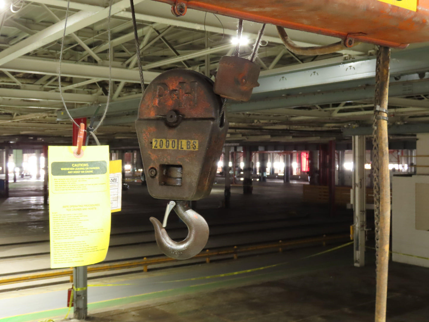 Cleveland Tramrail P&H 1 Ton Single Girder Underhung Bridge Crane 45' 10" Span