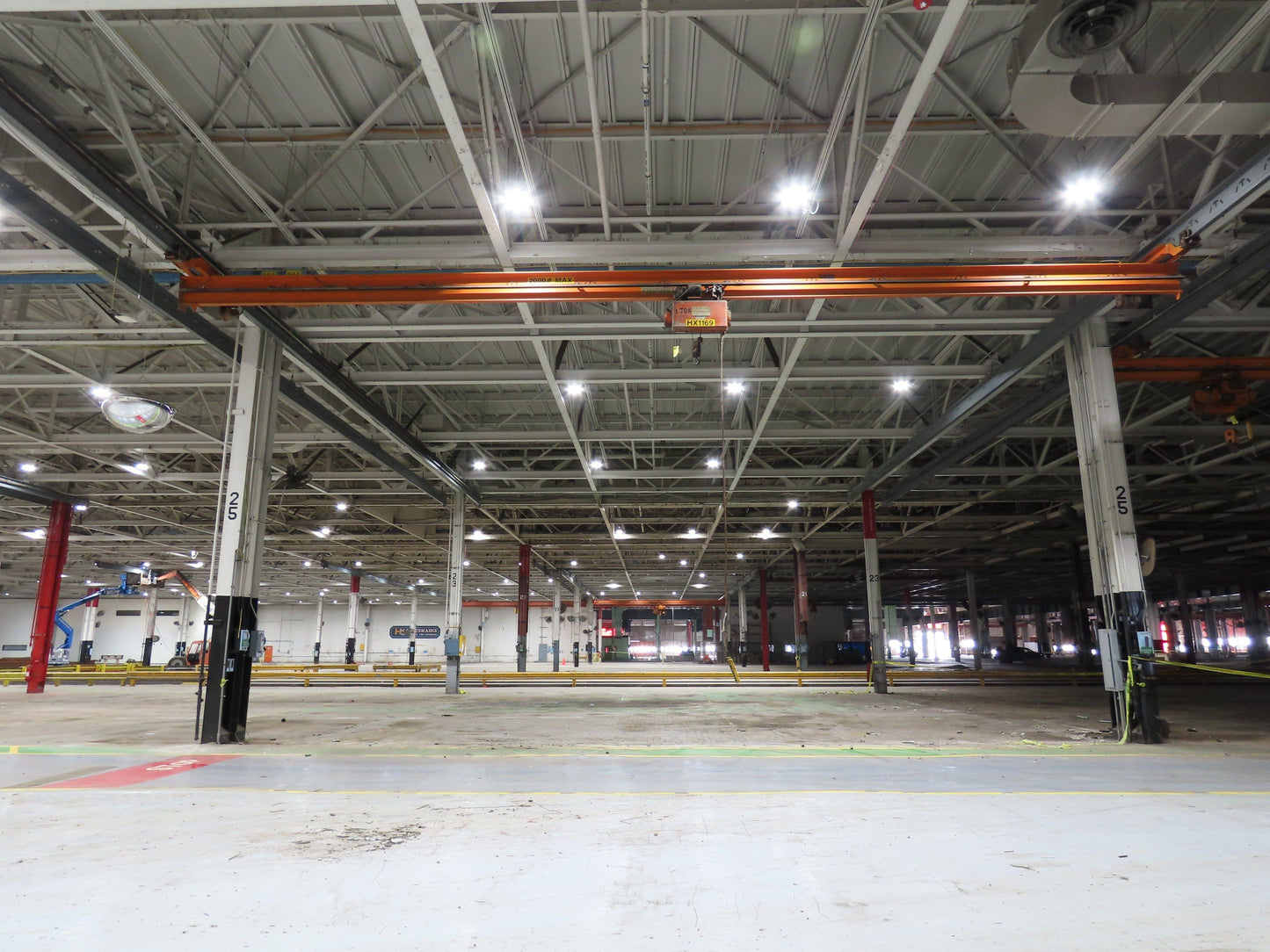 Cleveland Tramrail P&H 1 Ton Single Girder Underhung Bridge Crane 45' 10" Span