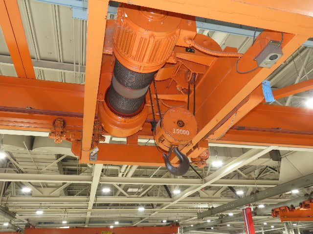 Cleveland Tramrail P&H 7.5 Ton Double Girder Bridge Crane 39' 6" Span w/Remote