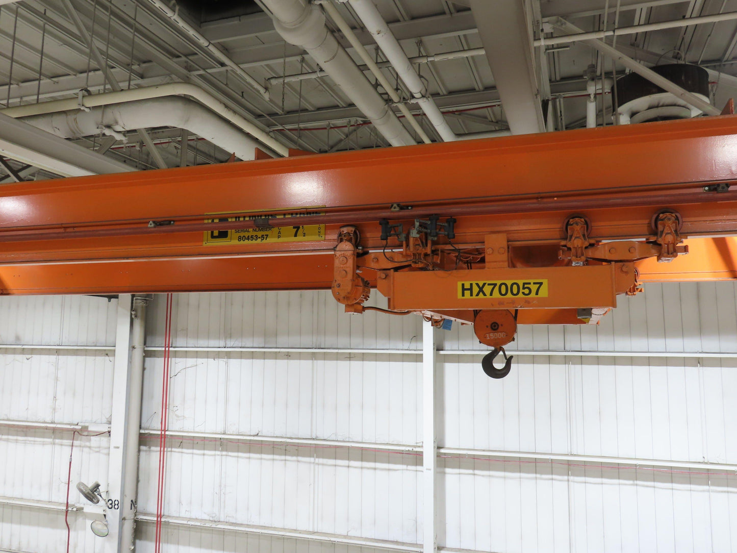 Cleveland Tramrail P&H 7.5 Ton Double Girder Bridge Crane 39' 6" Span w/Remote