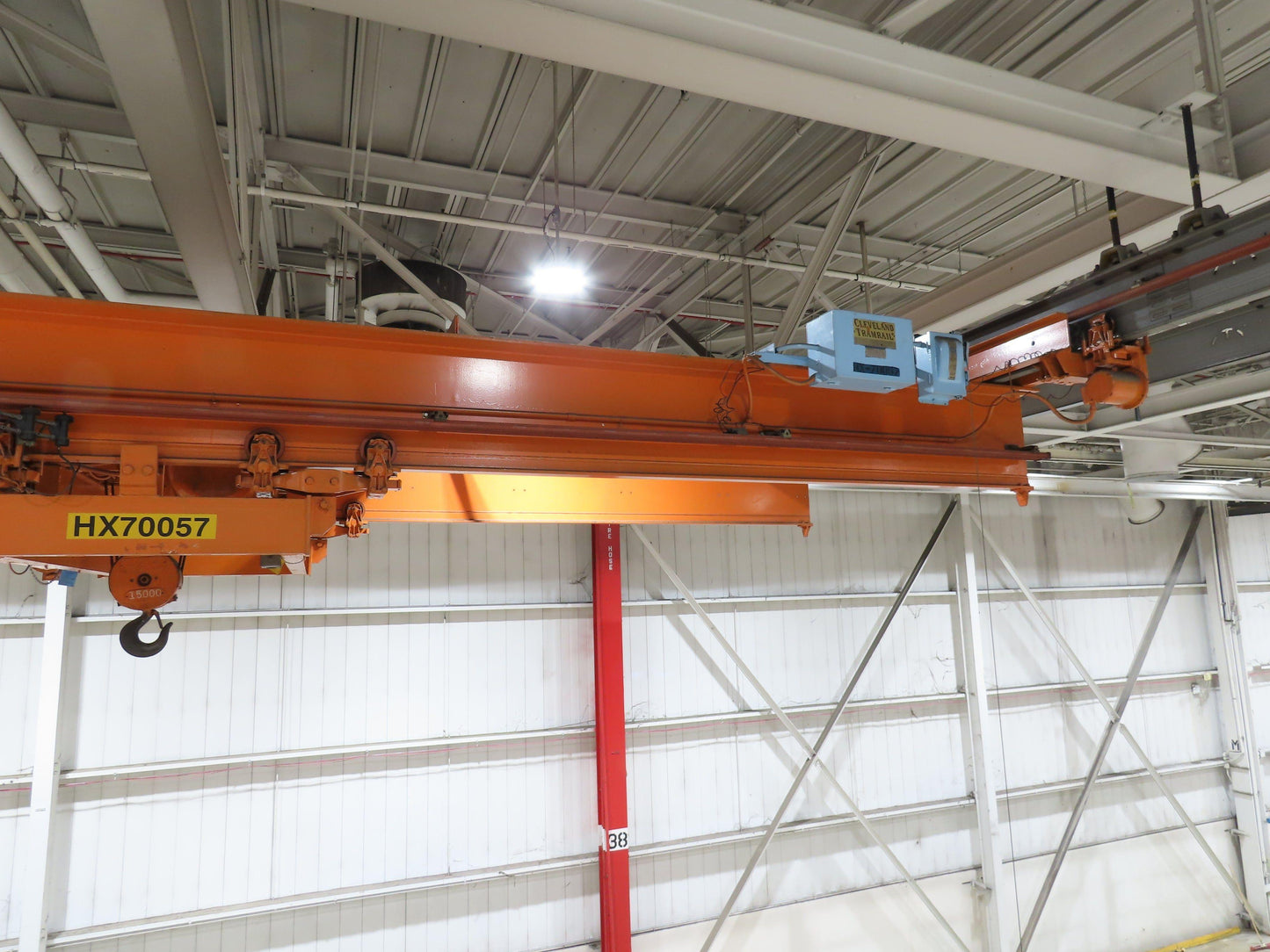Cleveland Tramrail P&H 7.5 Ton Double Girder Bridge Crane 39' 6" Span w/Remote