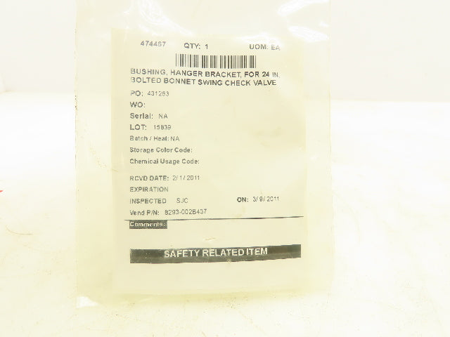 8239-002B437 24" Bolted Check Valve Hanger Bracket Bushing Lot of 2