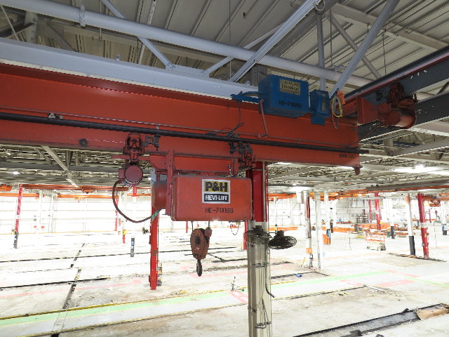 Cleveland Tramrail P&H 3 Ton Underhung Bridge Crane 39' 6" Span Magnetek Remote