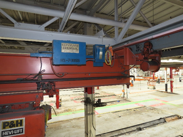 Cleveland Tramrail P&H 3 Ton Underhung Bridge Crane 39' 6" Span Magnetek Remote