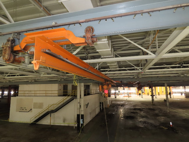 Cleveland Tramrail P&H 1 Ton Single Girder Underhung Bridge Crane 45' 10" Span