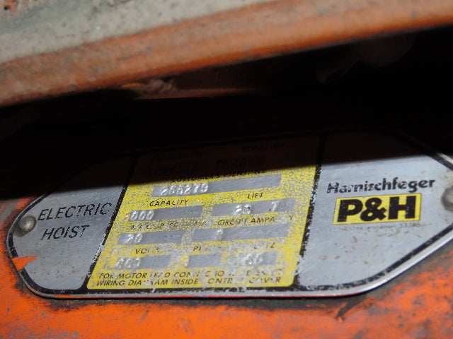 Cleveland Tramrail P&H 1 Ton Single Girder Underhung Bridge Crane 45' 10" Span