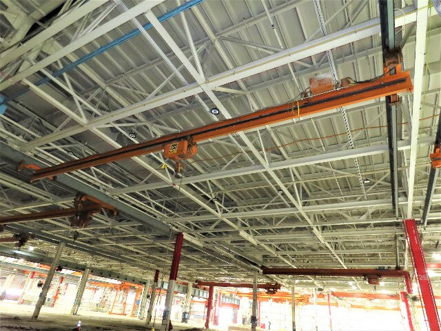 Cleveland Tramrail P&H 1 Ton Single Girder Underhung Bridge Crane 45' 10" Span