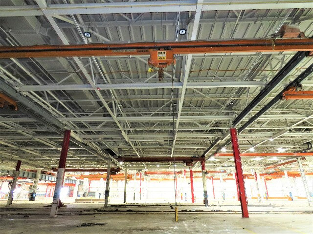Cleveland Tramrail P&H 1 Ton Single Girder Underhung Bridge Crane 45' 10" Span