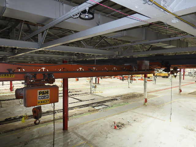 Cleveland Tramrail P&H 1 Ton Single Girder Underhung Bridge Crane 45' 10" Span