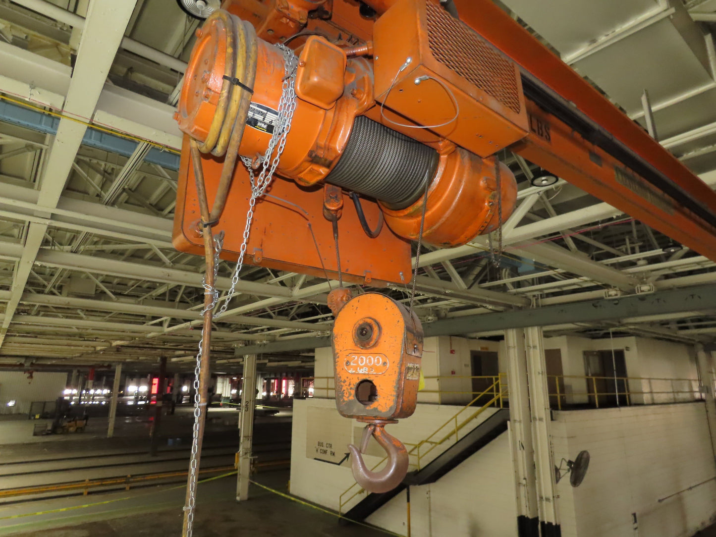 Cleveland Tramrail P&H 1 Ton Single Girder Underhung Bridge Crane 45' 10" Span