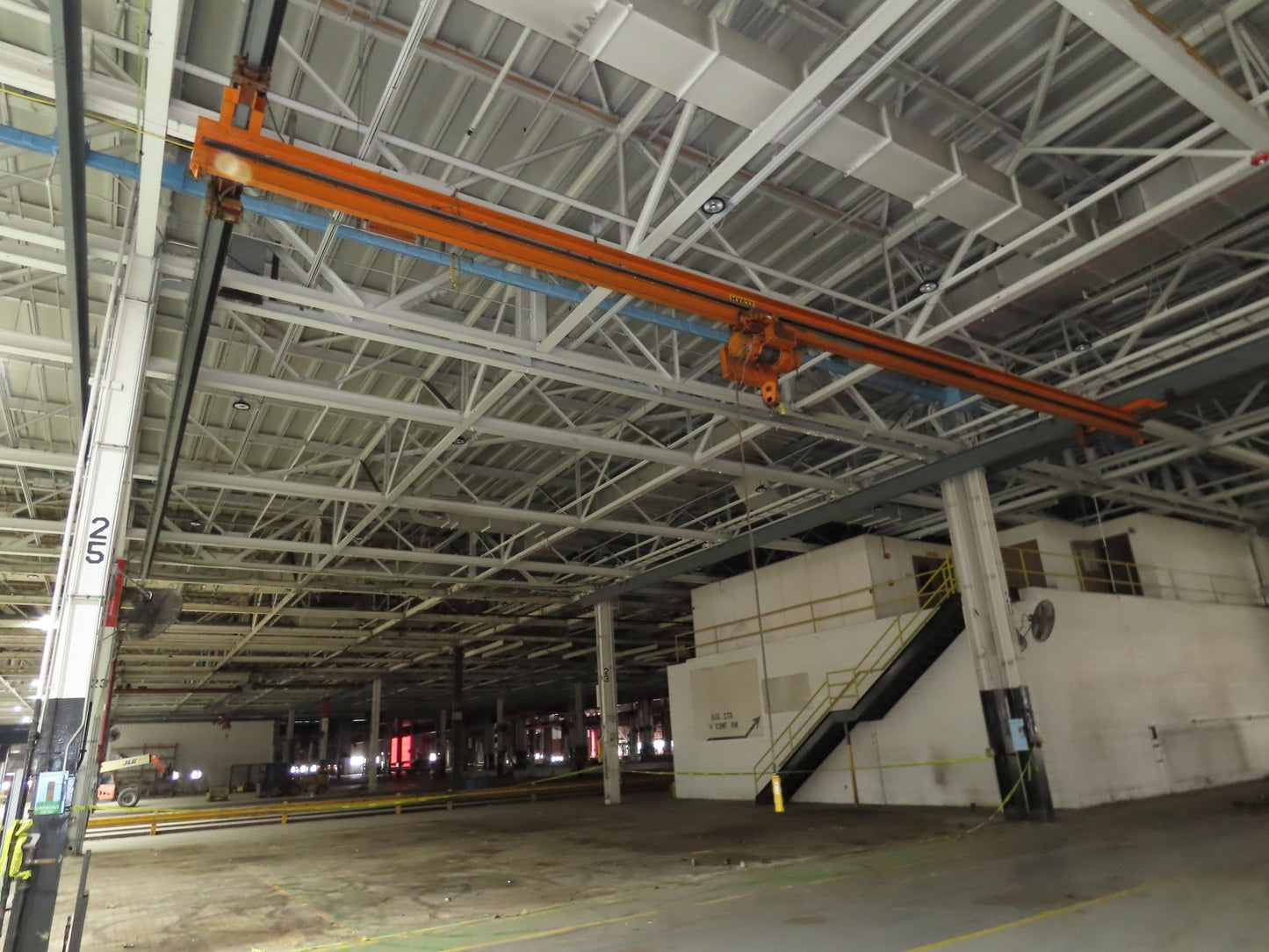 Cleveland Tramrail P&H 1 Ton Single Girder Underhung Bridge Crane 45' 10" Span
