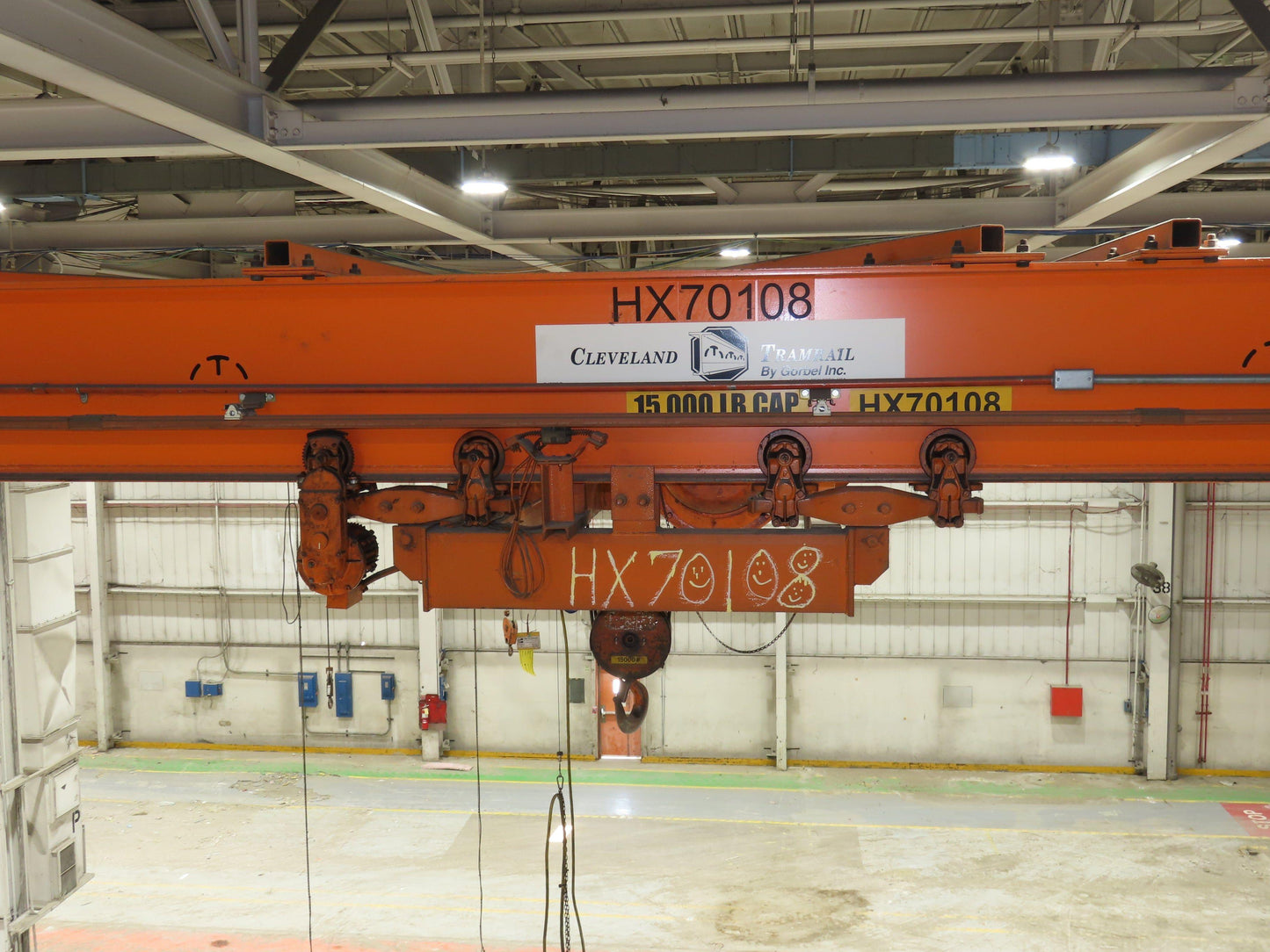 Cleveland Tramrail P&H 7.5 Ton Double Girder Underhung Bridge Crane 45' 10" Span