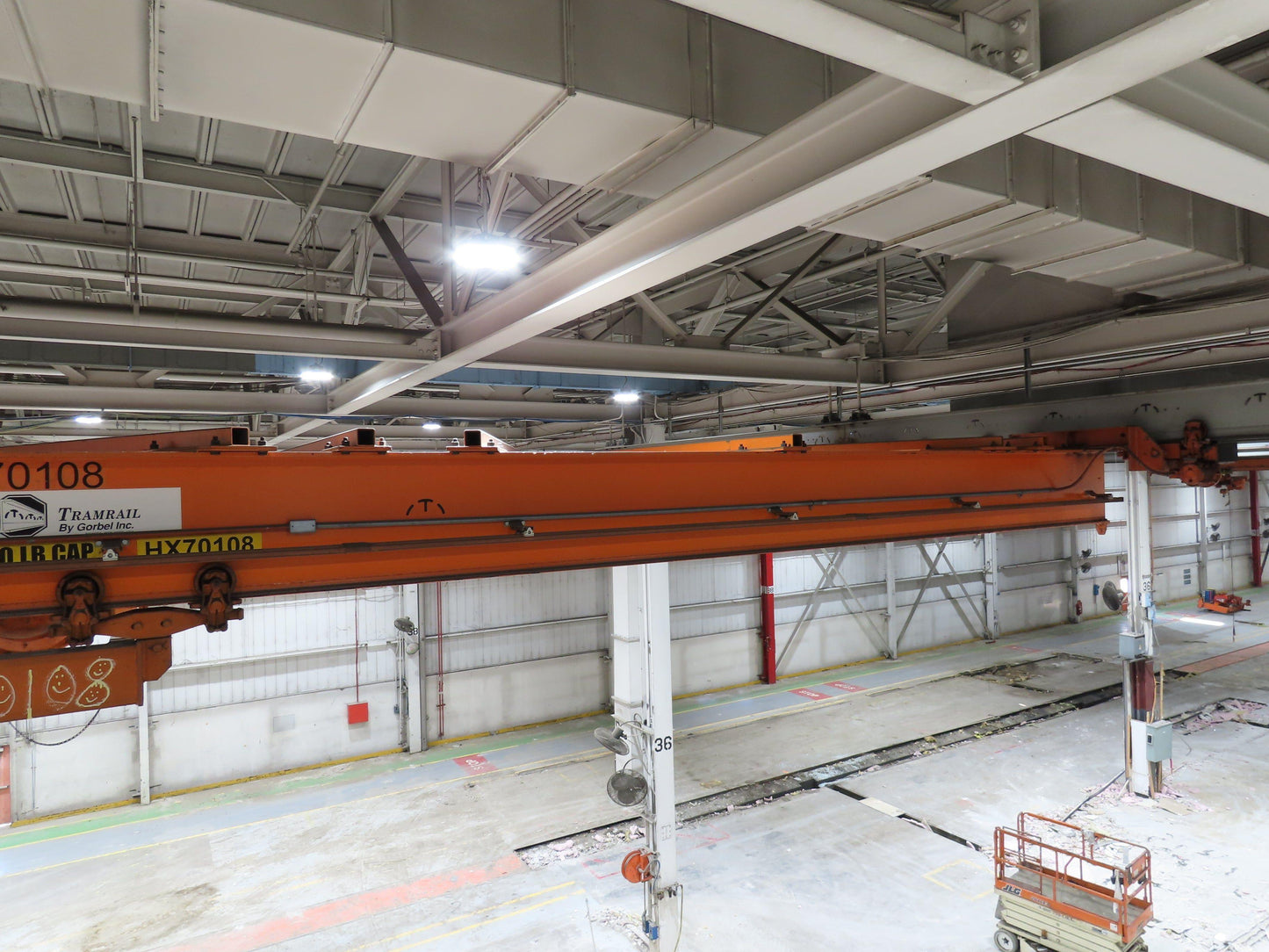 Cleveland Tramrail P&H 7.5 Ton Double Girder Underhung Bridge Crane 45' 10" Span