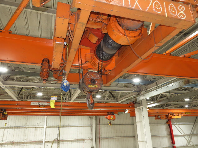Cleveland Tramrail P&H 7.5 Ton Double Girder Underhung Bridge Crane 45' 10" Span