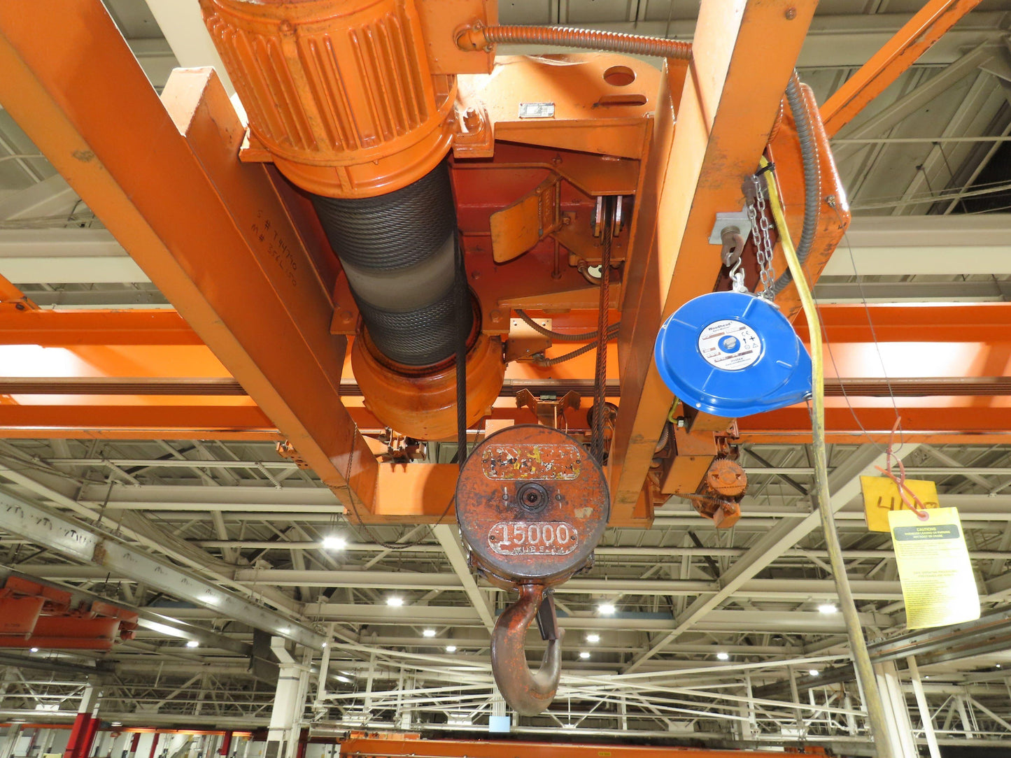 Cleveland Tramrail P&H 7.5 Ton Double Girder Underhung Bridge Crane 45' 10" Span
