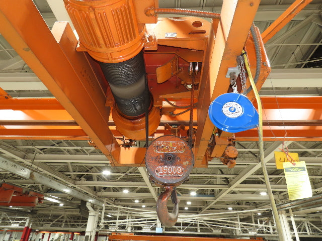Cleveland Tramrail P&H 7.5 Ton Double Girder Underhung Bridge Crane 45' 10" Span