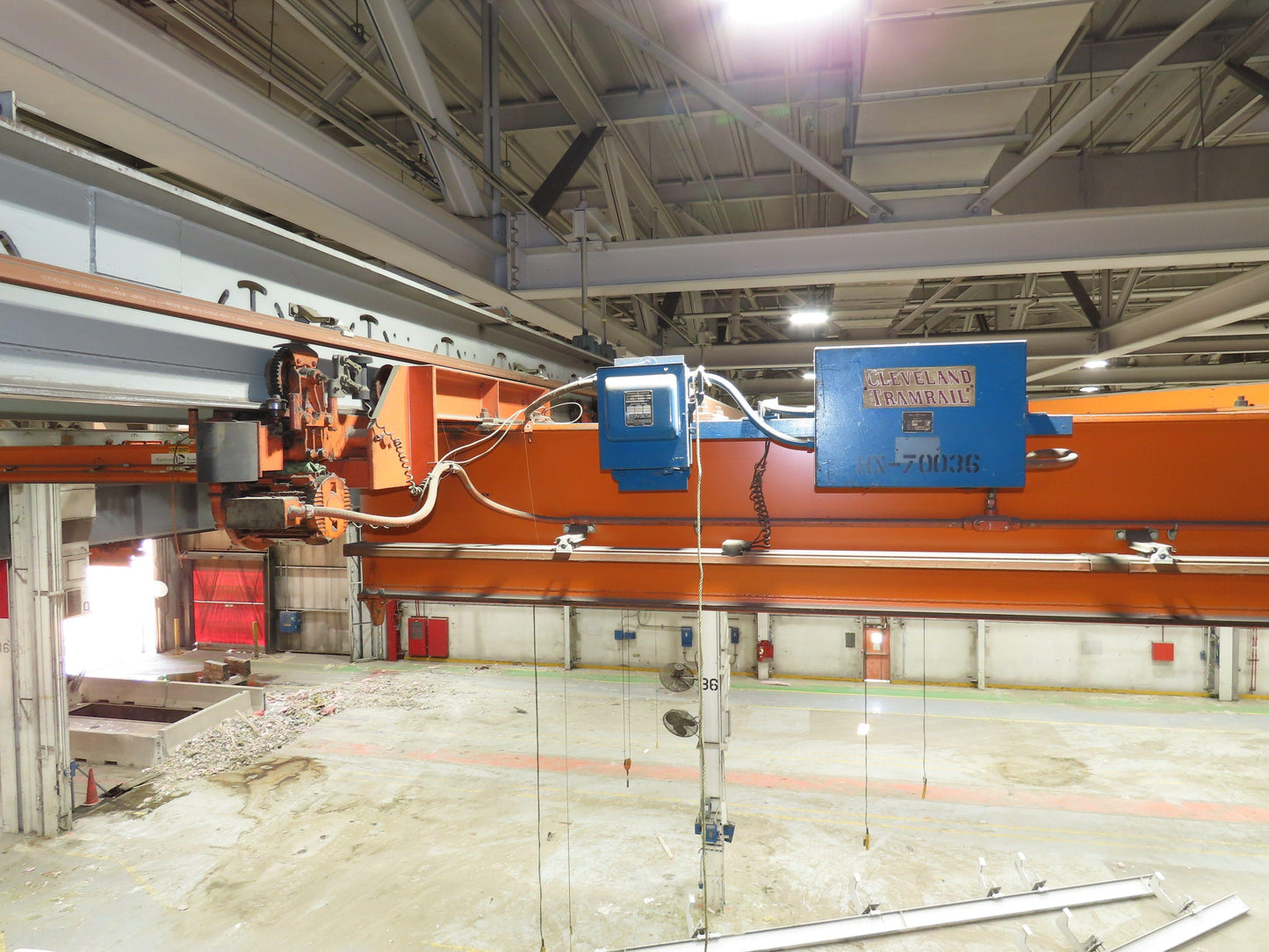 Cleveland Tramrail P&H 7.5 Ton Double Girder Underhung Bridge Crane 45' 10" Span