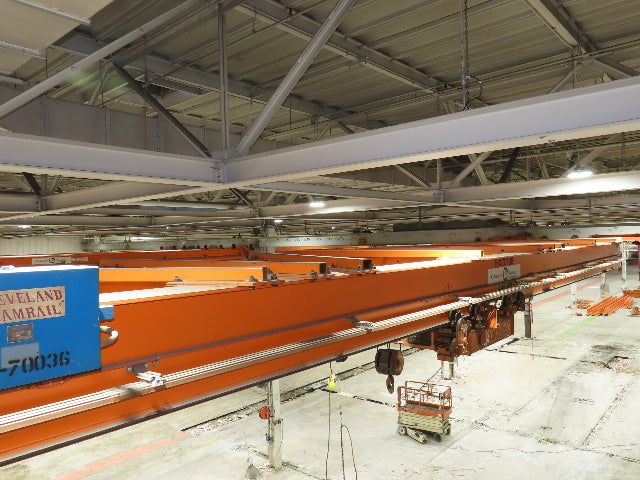 Cleveland Tramrail P&H 7.5 Ton Double Girder Underhung Bridge Crane 45' 10" Span