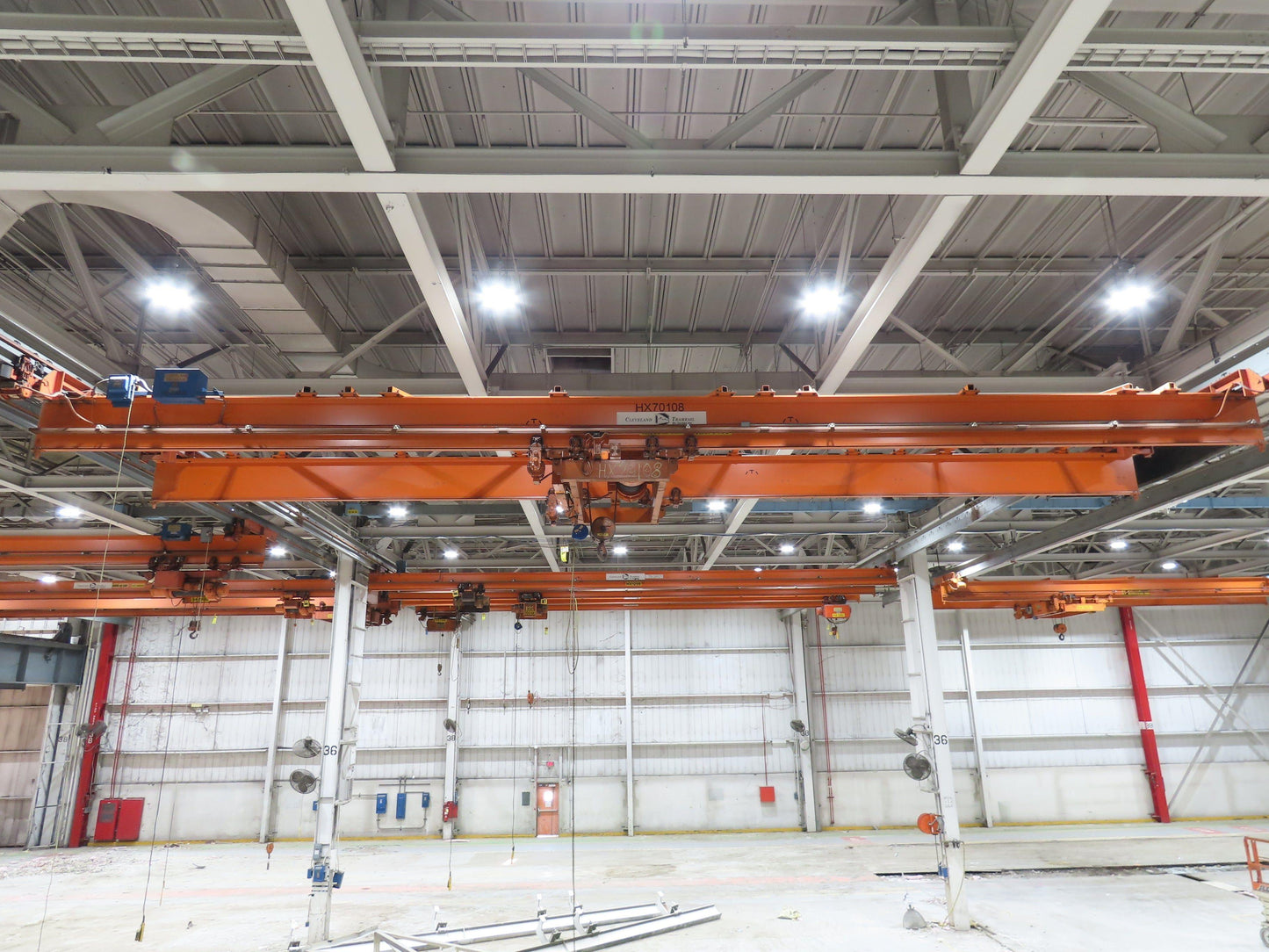 Cleveland Tramrail P&H 7.5 Ton Double Girder Underhung Bridge Crane 45' 10" Span