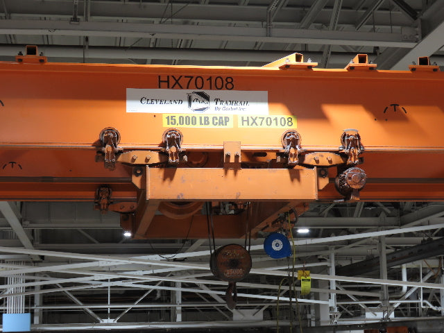 Cleveland Tramrail P&H 7.5 Ton Double Girder Underhung Bridge Crane 45' 10" Span