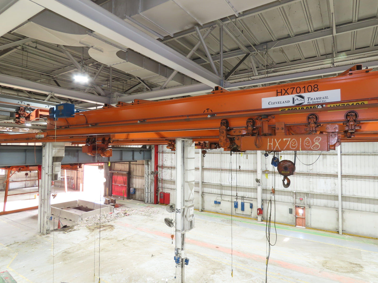 Cleveland Tramrail P&H 7.5 Ton Double Girder Underhung Bridge Crane 45' 10" Span