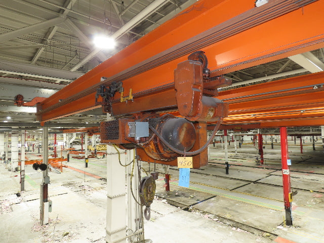 Cleveland Tramrail P&H 2 Ton Single Girder Underhung Bridge Crane 45' 10" Span