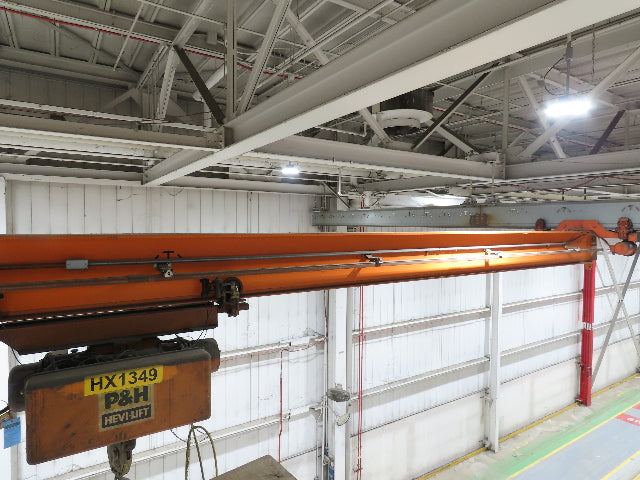 Cleveland Tramrail P&H 2 Ton Single Girder Underhung Bridge Crane 45' 10" Span