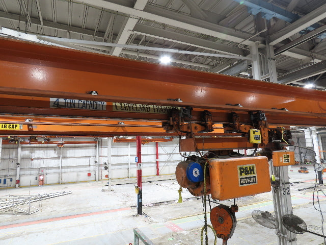 Cleveland Tramrail P&H 4 Ton Single Girder Underhung Bridge Crane 45' 10" Span