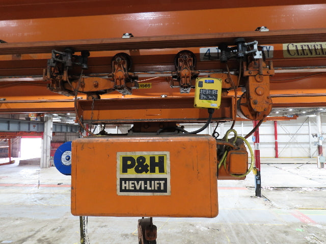Cleveland Tramrail P&H 4 Ton Single Girder Underhung Bridge Crane 45' 10" Span