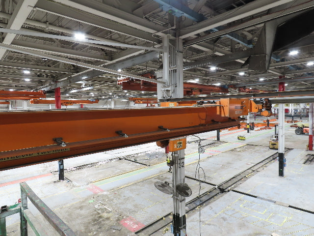Cleveland Tramrail P&H 4 Ton Single Girder Underhung Bridge Crane 45' 10" Span