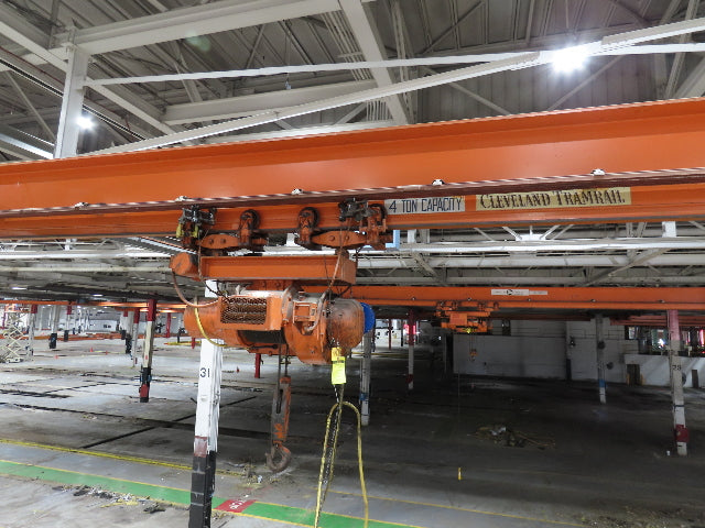 Cleveland Tramrail P&H 4 Ton Single Girder Underhung Bridge Crane 45' 10" Span