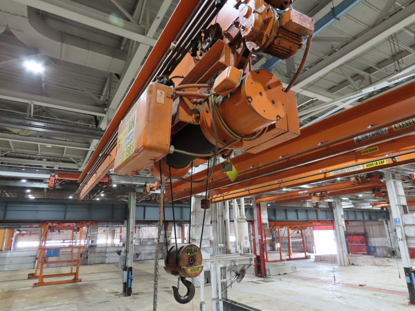 Cleveland Tramrail P&H 4 Ton Single Girder Underhung Bridge Crane 45' 10" Span