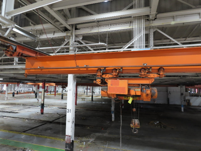Cleveland Tramrail P&H 4 Ton Single Girder Underhung Bridge Crane 45' 10" Span