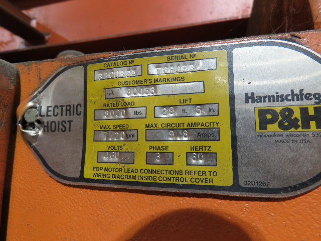 Cleveland Tramrail P&H 4 Ton Underhung Bridge Crane 45' 10" Span w/Remote