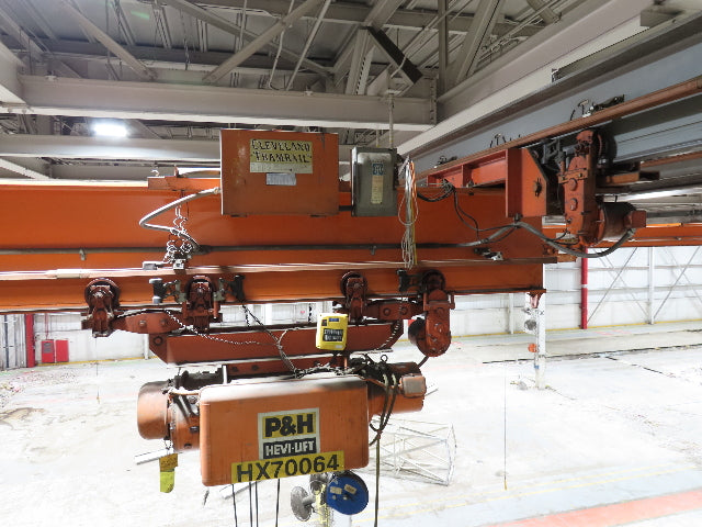 Cleveland Tramrail P&H 4 Ton Underhung Bridge Crane 45' 10" Span w/Remote
