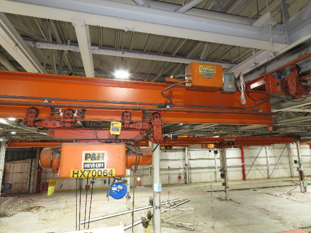 Cleveland Tramrail P&H 4 Ton Underhung Bridge Crane 45' 10" Span w/Remote