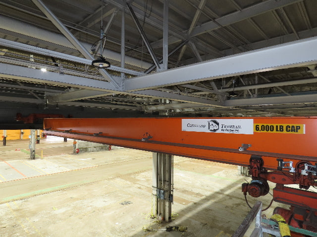 Cleveland Tramrail P&H 3 Ton Single Girder Underhung Bridge Crane 45' 10" Span