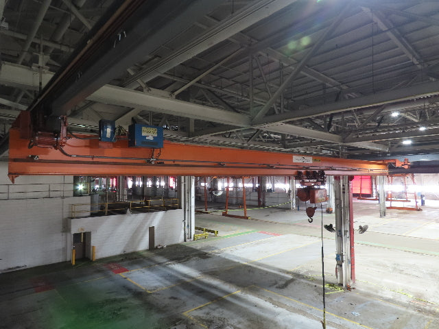 Cleveland Tramrail P&H 3 Ton Single Girder Underhung Bridge Crane 45' 10" Span